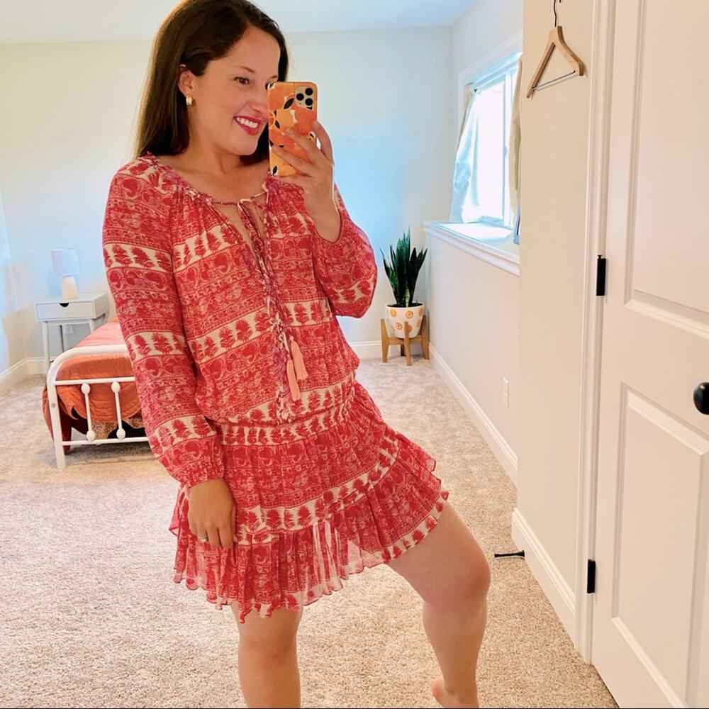 LoveShackFancy Pink Floral Silk Mini Dress XS/S